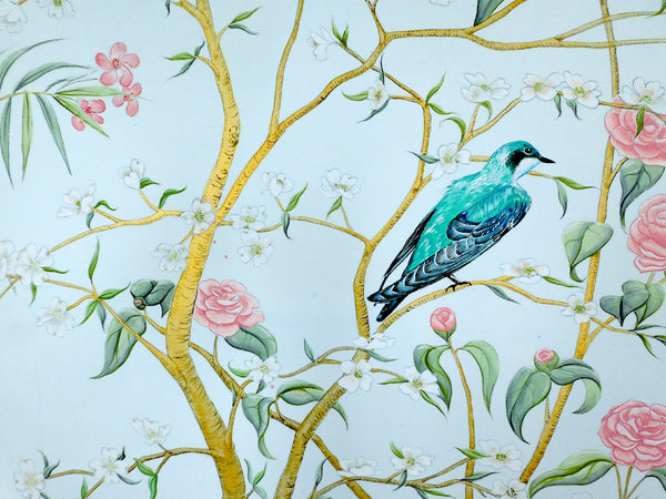 Birds of Blue 1 - Gouache and Watercolor on Rice Paper