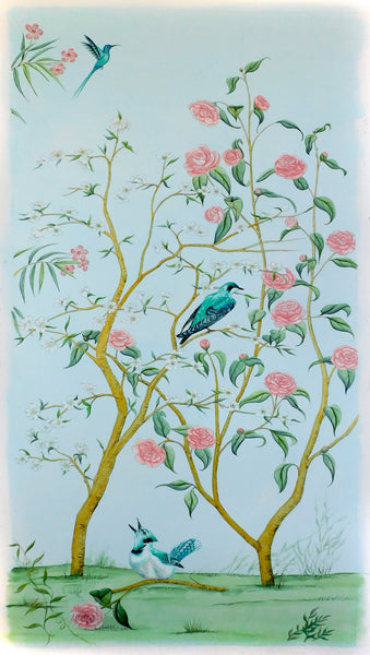 Birds of Blue 1 - Gouache and Watercolor on Rice Paper