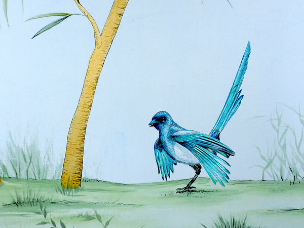Birds of Blue 2 - Gouache and Watercolor on Rice Paper