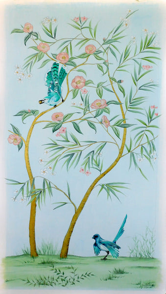 Birds of Blue 2 - Gouache and Watercolor on Rice Paper