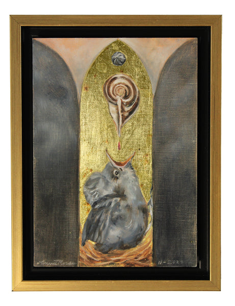 Nectar - oil on linen with 24 karat gold leaf