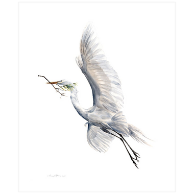Yang (Soaring Egret with Nest Material) - Fine Art Print