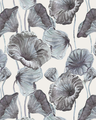 Lotus Leaf Wallpaper - Blues - Full Scale