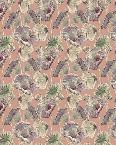 Lotus Leaf Wallpaper - Blushing Terra - Half Scale
