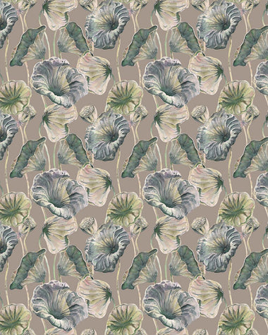 Lotus Leaf Wallpaper - Clay - Half Scale