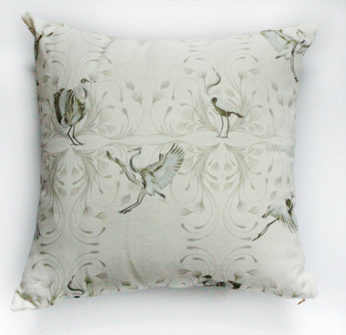 Linen Blue Heron Throw Pillow