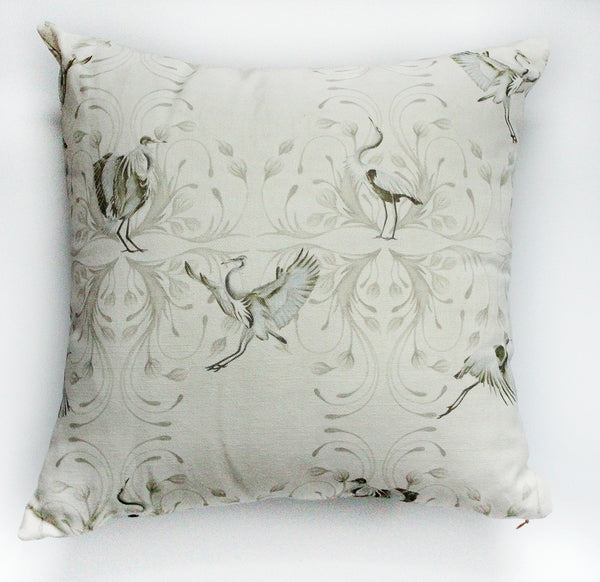Linen Blue Heron Throw Pillow