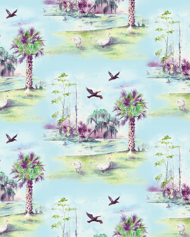 City Park Wallpaper - Sky Blue