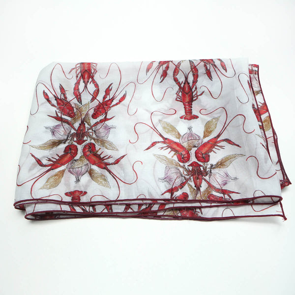 Crawfish Boil Silk Scarf Detail - Annie Moran - New Orleans