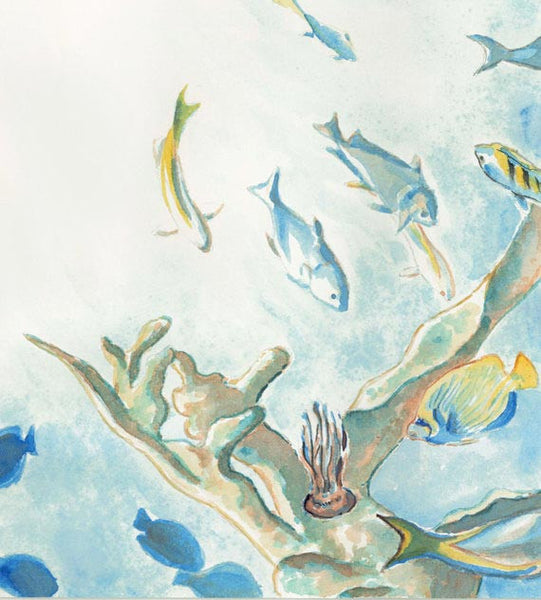 Fish And Coral Detail - Every Wall Is A Door - Fine Art Watercolor Print - Annie Moran