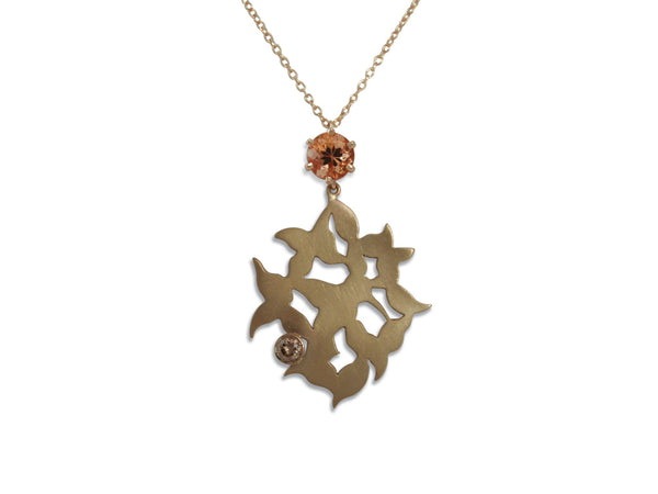 Gold Topaz Diamond Hummingbird Pendant Necklace - Annie Moran