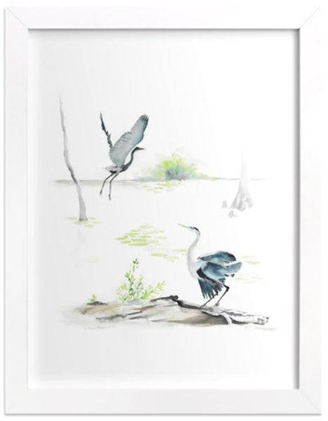 Herons on the marsh framed - Fine Art Print - Annie Moran