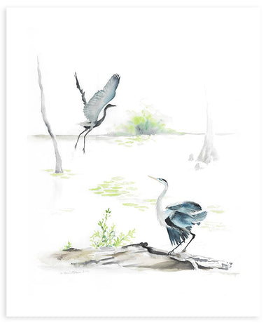 Herons on the Marsh - Fine Art Print - Annie Moran