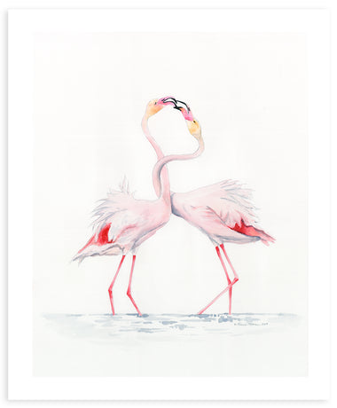 Kissing Flamingos - Fine Art Print