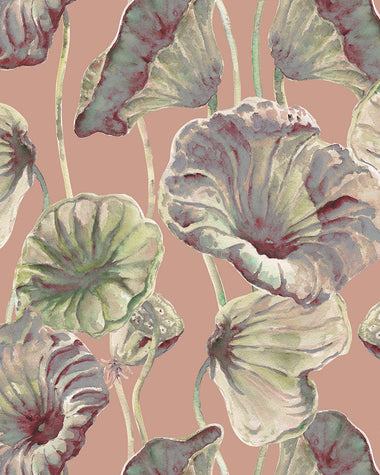 Lotus Leaf Wallpaper - Blushing Terra - Full Scale