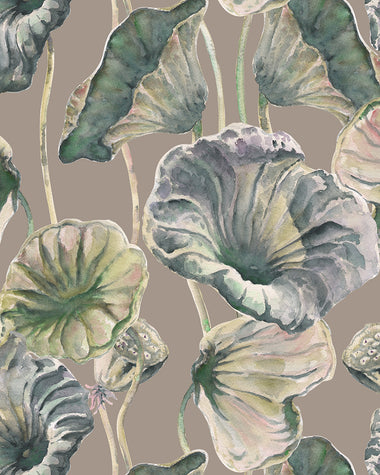 Lotus Leaf Wallpaper - Clay - Full Scale