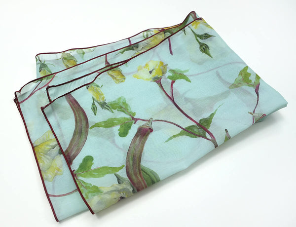 Okra Floral Silk Scarf Detail - Annie Moran
