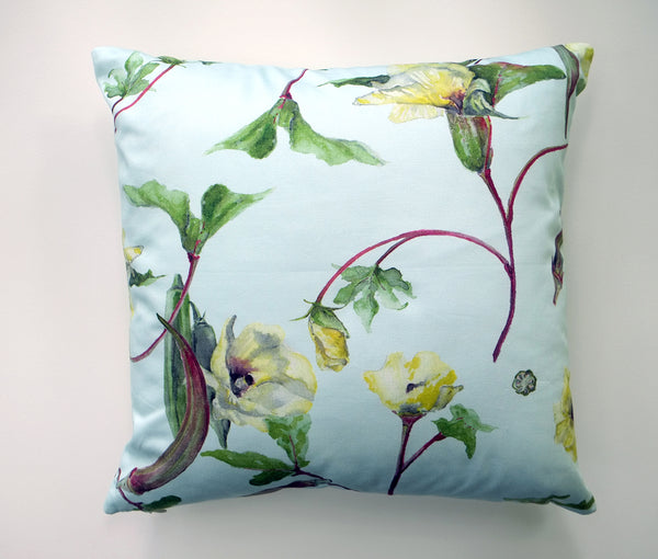 Okra Floral Throw Pillow