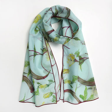 Okra Floral Silk Scarf - Annie Moran