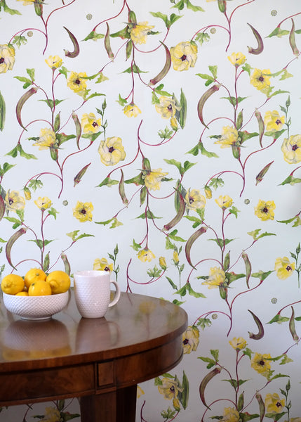 Okra Floral Wallpaper Full Scale- Mint