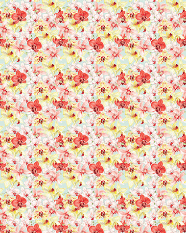 Orchid Romance Small Scale Wallpaper - Mint/Peach