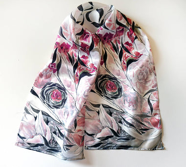 Wing Thing Silk Floral Scarf - Rose and Sage - Annie Moran