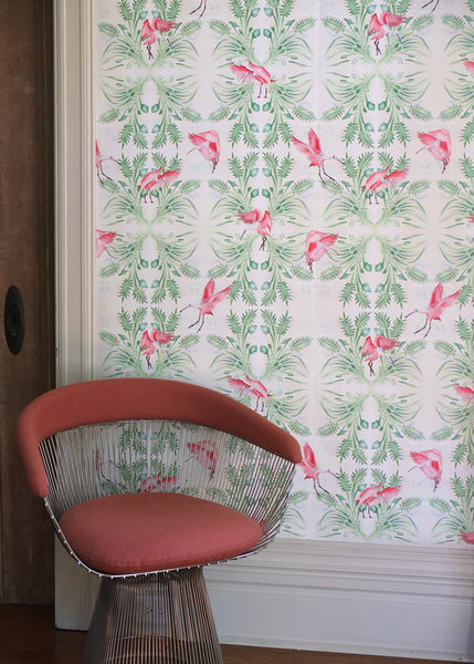 Roseate Spoonbill Wallpaper - Emerald/Pink