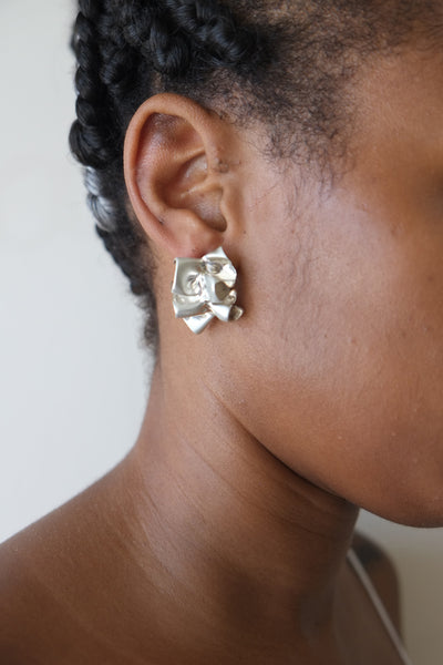 Ruffle Button Earrings