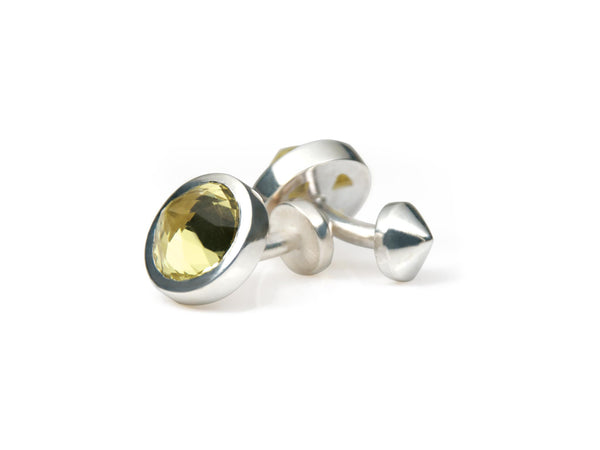 Sterling Silver Cufflinks with Citrine Stone - Annie Moran