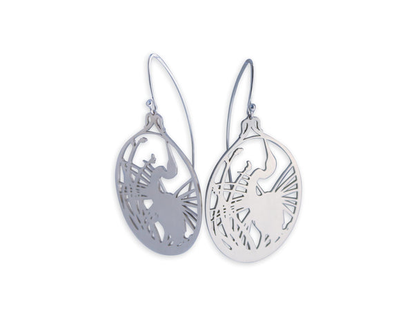 Silver Wetlands Egret Earrings - Annie Moran