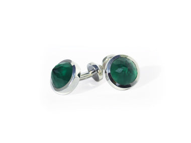 Sterling Silver Cufflinks with Emerald Quartz Stones - Annie Moran