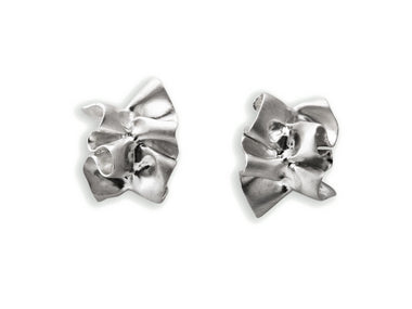 Sterling Silver Ruffle Button Earrings - Annie Moran