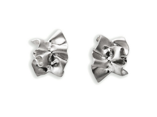 Sterling Silver Ruffle Button Earrings - Annie Moran