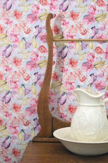 Tulip Burst Wallpaper - Lilac Multi