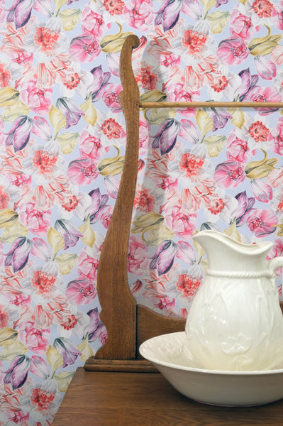 Tulip Burst Wallpaper - Lilac Multi