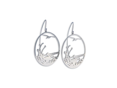 Silver Wetlands Scene Earrings - Annie Moran