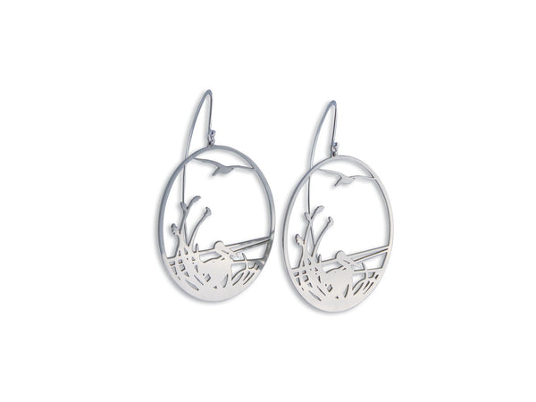 Silver Wetlands Scene Earrings - Annie Moran